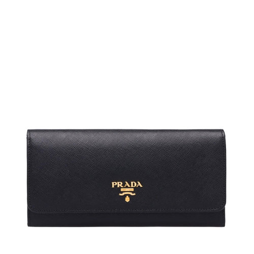 PRADA/普拉达 22春夏新款 女士黑色皮革金扣长款钱包1MH132_QWA_F0002