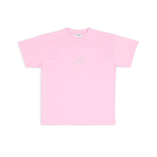 Balenciaga/巴黎世家 22年秋冬新款 女士粉红色纯棉BB PARIS ICON中等剪裁T恤612965TMVP25504