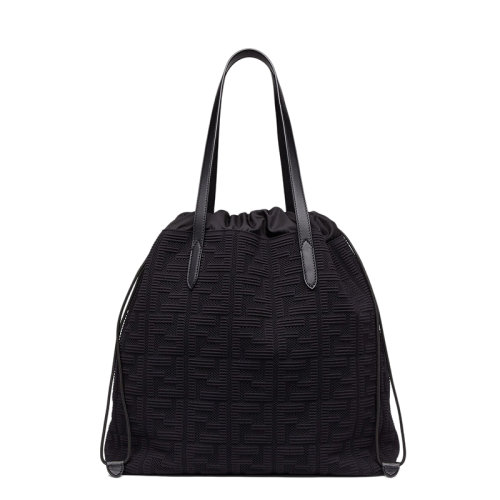 FENDI/芬迪  男士大号黑色FF图案压花布料抽绳单肩手提包7VA550AGQXF0GXN