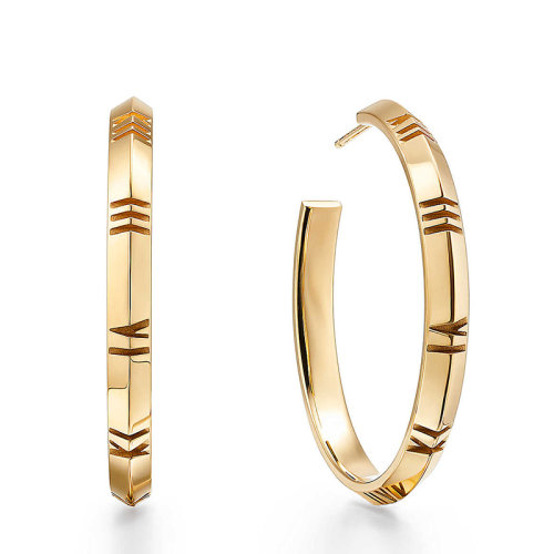 Tiffany & Co./蒂芙尼  Atlas X系列 大号18K金黄金罗马数字耳环67786114