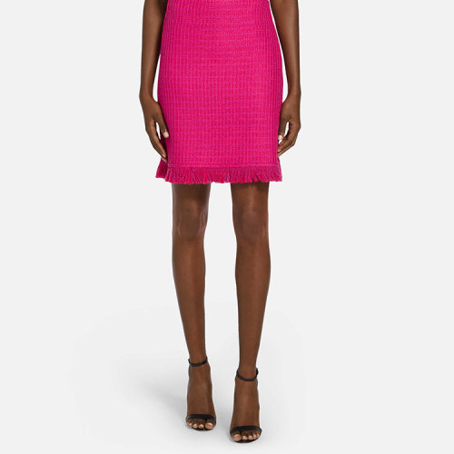 St.John/盛蔷山茶红新颖纹理针织迷你女士半身裙K71Z001