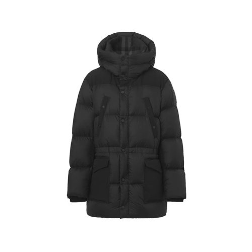 BURBERRY/博柏利【22秋冬新款】男款连帽羽绒服外套黑色徽标贴饰 80438451