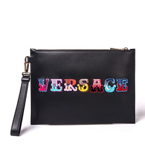 VERSACE/范思哲 男士黑色印花图案手拿包 DP84725-DRILE4-DMCNH