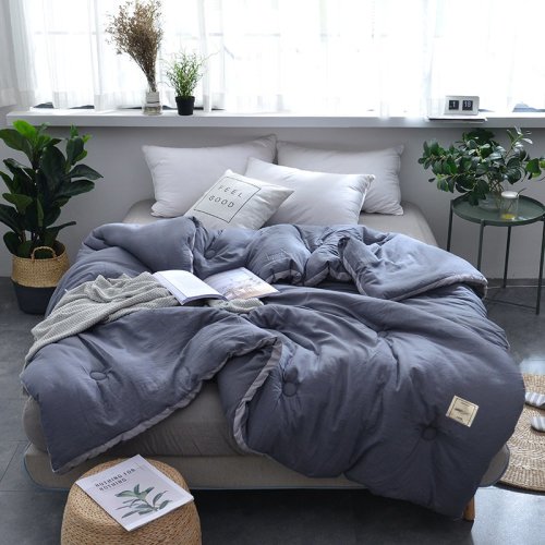 Fantti /芬缇 床上用品纯色水洗立体暖冬被春秋被双人冬被被芯- 深灰