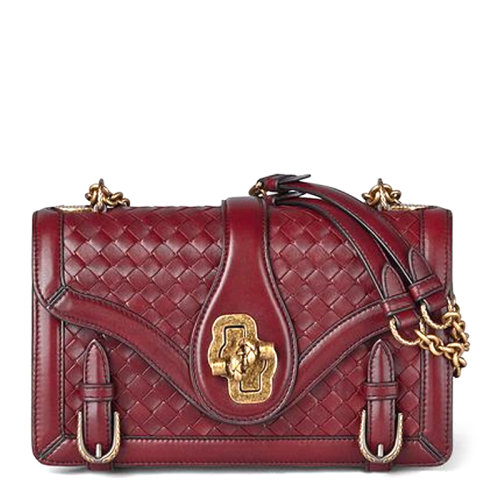 Bottega Veneta 宝缇嘉 女士红色编织链条包单肩包斜挎包