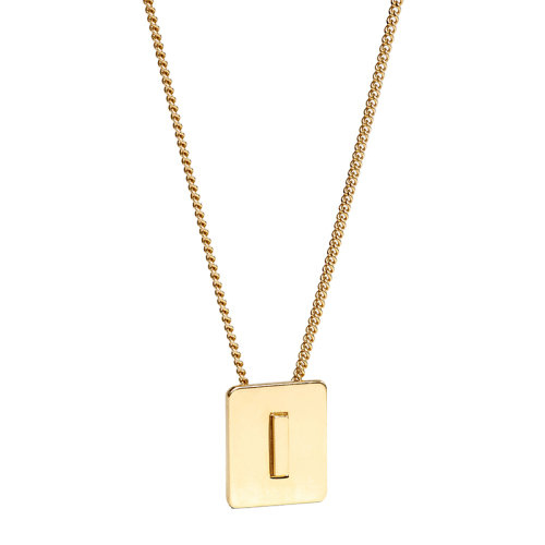 CELINE/赛琳 经典款ALPHABET系列 男女同款金色饰面黄铜字母I坠饰项链46N0I6BRA.35OR