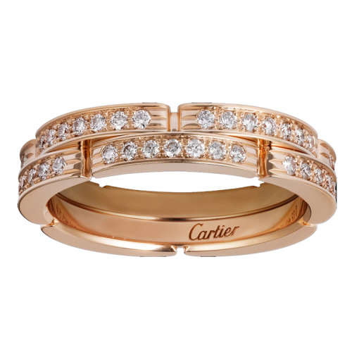 CARTIER/卡地亚 MAILLON PANTHèRE 18k金玫瑰金镶嵌钻石两圈精美结婚戒指B4098800
