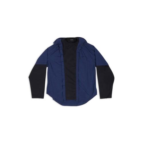  BALENCIAGA巴黎世家 22年秋冬 男士 长袖T恤 Bb Icon Trompe Loeil Shirt in Navy Blue 699227