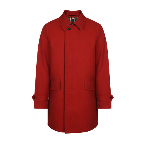 BURBERRY/博柏利 纯棉翻领枣红色男士大衣 男士外套 棉服 夹克 上装 瑕疵特卖（陈列痕迹，不影响使用）