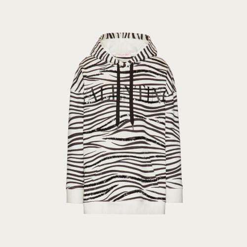  VALENTINO华伦天奴 22年秋冬 女士 卫衣 SWEAT a CAPUCHE EN JERSEY BRODé a IMPRIMé ZEBRA