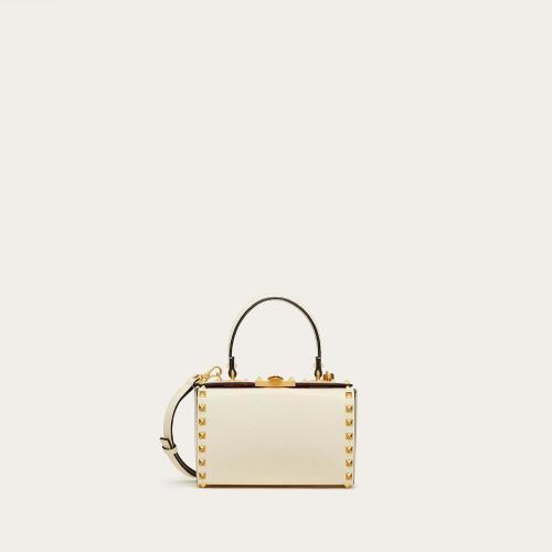  VALENTINO华伦天奴 22年秋冬 女士 手提包 Sac boite Rockstud Alcove en veau graine WW0B0J7 预定商品1-3周发货