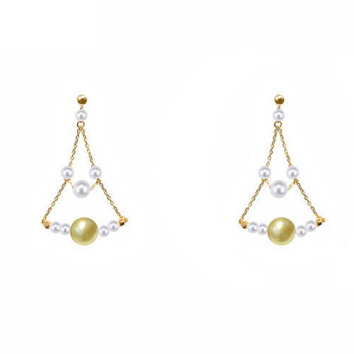 zhuella/珠艾乐 日本akoya海水珠 渐变平衡18k金耳环耳钉耳饰