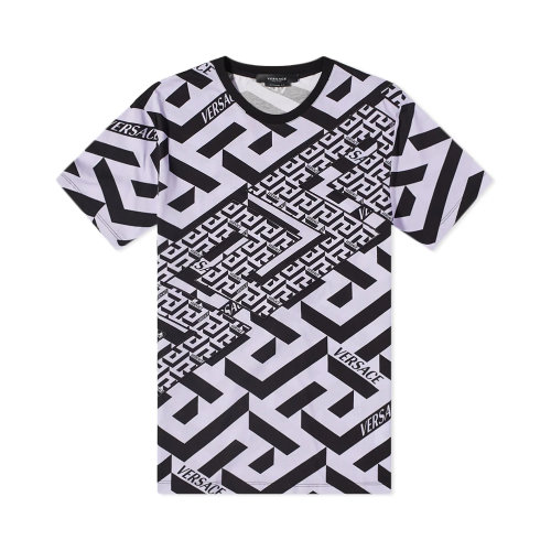 VERSACE/范思哲 男士拼色棉质希腊印花圆领短袖上衣T恤 1003393-1A02351-5L160