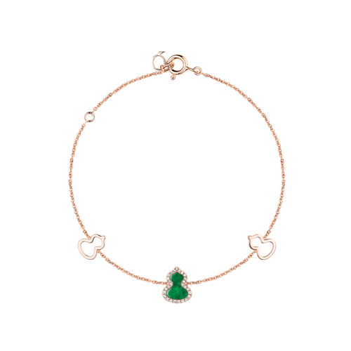 QEELIN/麒麟珠宝 经典款18K玫瑰镶嵌钻石三只葫芦雾露手链 WU-BR0001C-RGDGJE