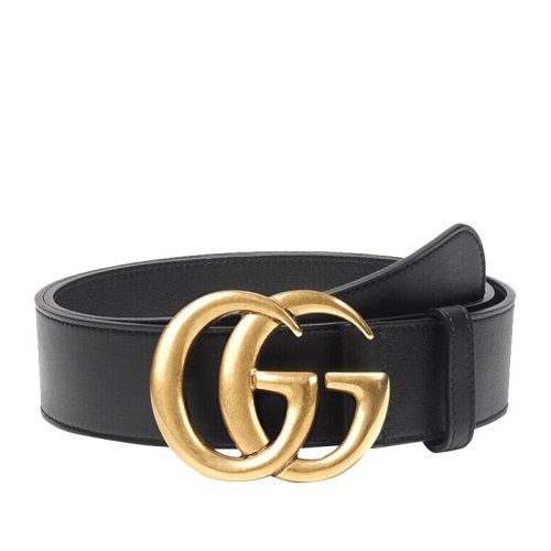GUCCI/古驰 【明星同款】男士黑色牛皮金色双G扳扣式商务休闲皮带腰带皮带 397660-AP00T-1000