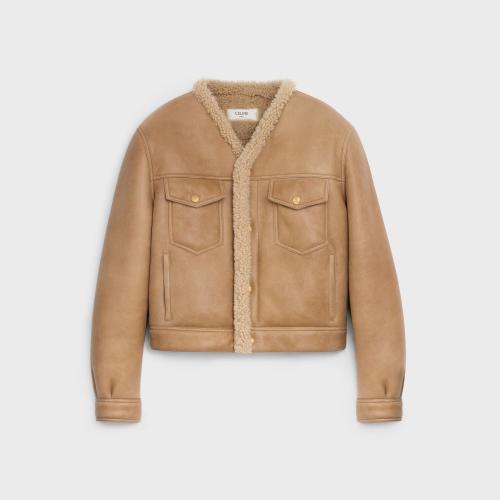  CELINE赛琳思琳 22年秋冬 女士 夹克 卷毛羊皮革牛仔夹克 2F360274T.18EM