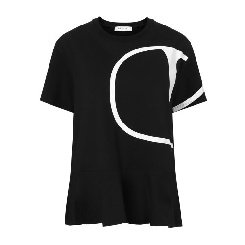 Valentino/华伦天奴 黑色/白色 女士VLOGO印纹短袖T恤 TB3MG03T5860NI 2020早春