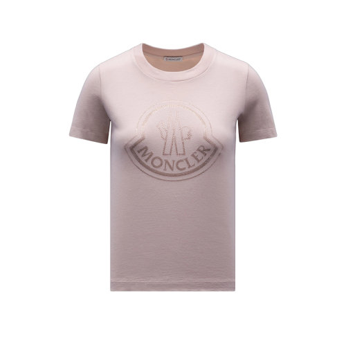 Moncler/蒙克莱 22年秋冬新款 女士花瓣粉色纯棉水晶徽标短袖T恤H20938C00016829FB514