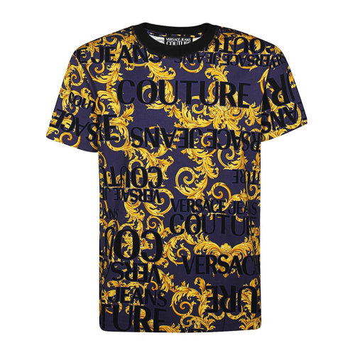 VERSACE JEANS/范思哲牛仔 男士多色拼色棉质经典字母徽标印花装饰圆领短袖T恤 B3GVA7SA-S0630-200