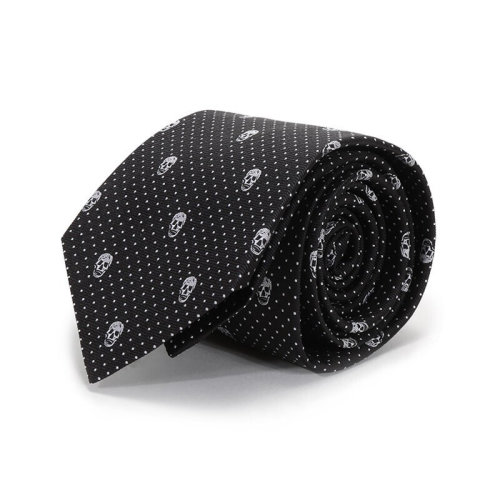 Alexander McQueen/亚历山大麦昆 男士 黑色骷髅头丝质时尚领带 1657244Q0531077