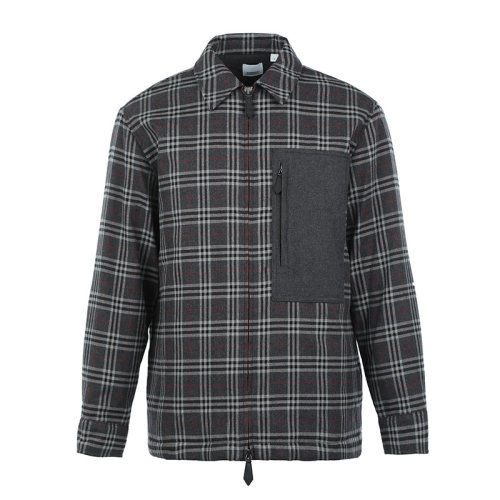 BURBERRY/博柏利22春夏口袋装饰格纹棉质法兰绒衬衫式外套夹克8044656