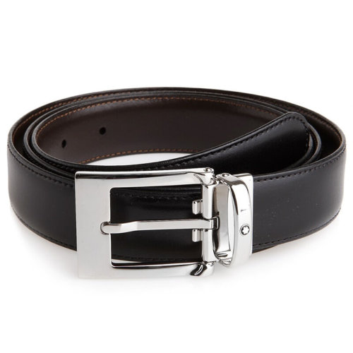 MontBlanc/万宝龙 当代系列矩形镀钯抛光针扣双面皮带/腰带 9774/128140