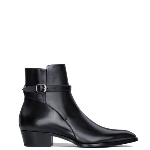 CELINE/赛琳 22年春夏新款 DRUGSTORE系列 男士黑色亮泽牛皮革JODHPUR短靴346613174C.38NO