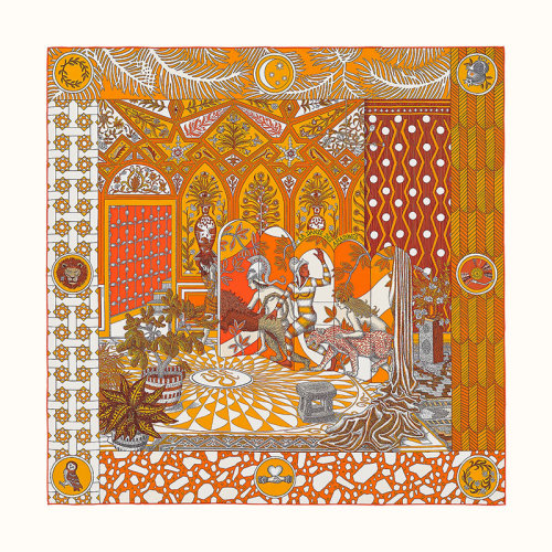 HERMES/爱马仕 广场的亚马逊之舞 印花 围巾/披肩围巾 H003535S 10 仓内秒发橙色系 均码