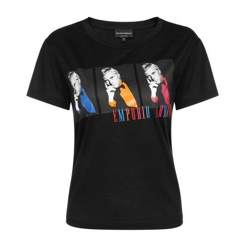 Emporio Armani/安普里奥阿玛尼 黑色 女士图案印花短袖T恤 3G2T7Q-2JQ3Z-0999