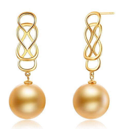 【新品】SANDYRILLA/仙蒂瑞拉 精工高品质 12-13mm正圆南洋金珍珠18K金耳坠