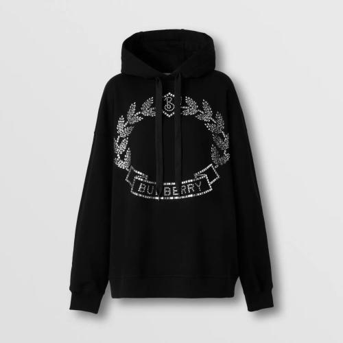  BURBERRY 22年秋冬 女士 人造水晶橡树叶徽章棉质宽松连帽衫 80622271