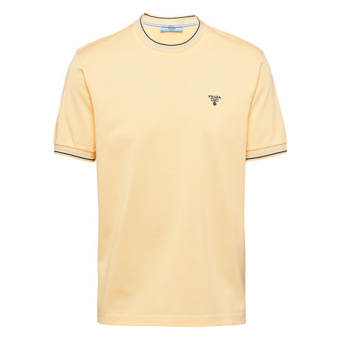 PRADA/普拉达 秋冬 男士香草色修身版型珠地棉短袖T恤UJN452_1ZMI_F0032_S_181