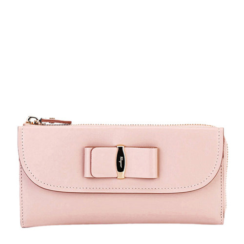 Salvatore Ferragamo/菲拉格慕 女士裸色小牛皮长款拉链钱包