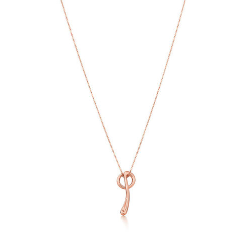 Tiffany & Co./蒂芙尼 Elsa Peretti系列 18K金玫瑰金Q字母吊坠项链 29893195