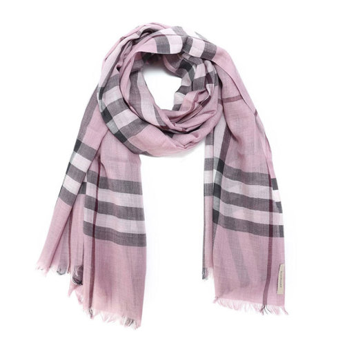 BURBERRY/博柏利 女士粉色经典格纹羊毛时尚保暖围巾 3931673