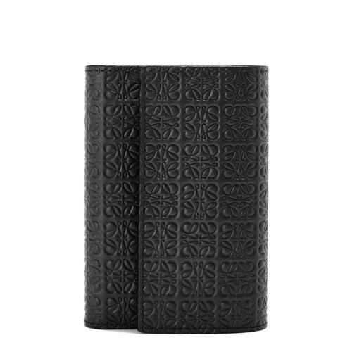 LOEWE/罗意威 Repeat系列 女士小号黑色徽标压花小牛皮竖款钱包0010642296