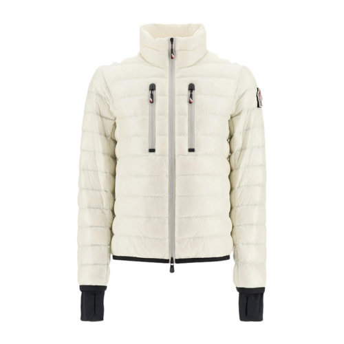 Moncler/蒙克莱 男士白色聚酰胺经典袖标装饰短款羽绒服外套 男士羽绒服