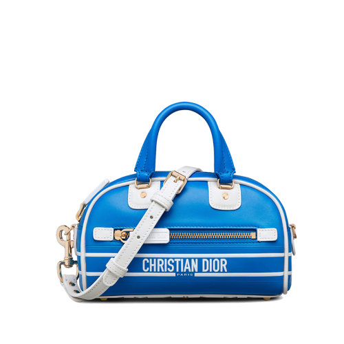 DIOR/迪奥 22新款ZIP BOWLING系列 女士微型荧光蓝色小牛皮金扣肩背斜挎手提拉链包S6200OVWX_M808