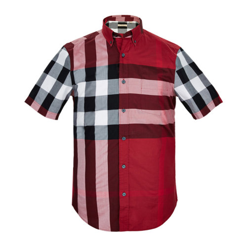 BURBERRY/博柏利男装 服饰 时尚百搭 红色格纹 棉质半袖上衣 男士短袖衬衫 4004625