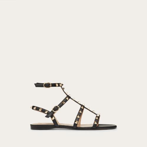 VALENTINO华伦天奴 22年秋冬 女士 平底凉鞋 Sandales basses Rockstud en veau a brides 2W2S