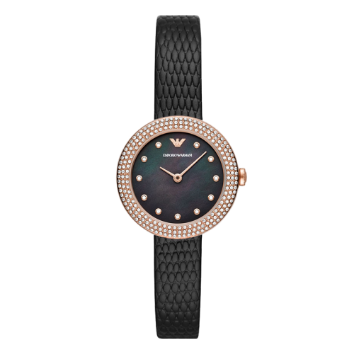 Emporio Armani/安普里奥阿玛尼 皮革表带时尚欧美表镶钻石英女士腕表 生日礼物送女友 AR11433