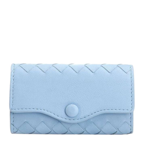 Bottega Veneta 宝缇嘉   女士晴空蓝编织小羊皮钥匙包