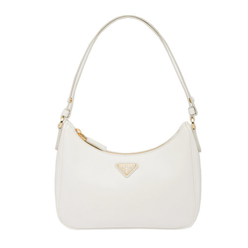 PRADA/普拉达 22新款 女士mini白色saffiano皮革阴影纹理金色徽标单肩腋下流浪包1BC204_NZV_F097W_V_JOO