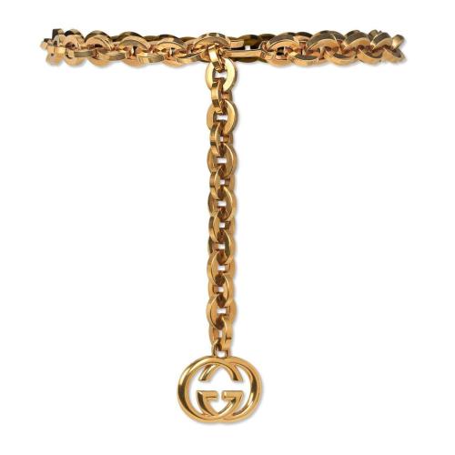 GUCCI古驰 22年秋冬 女士 互扣式双G吊坠链式腰带 649931 J160T 0863