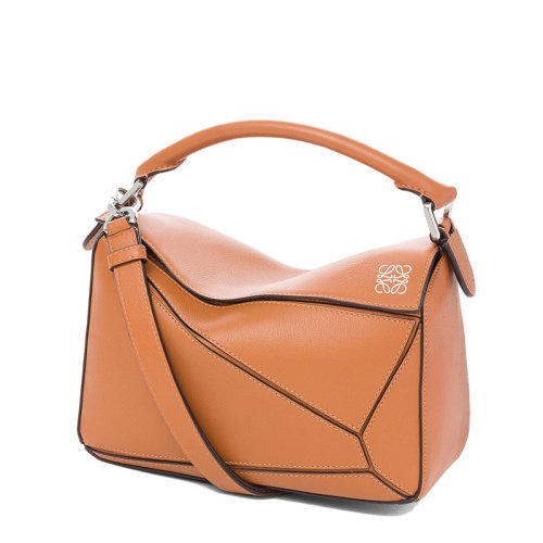 LOEWE/罗意威 Puzzle系列 女士小号棕褐色小牛皮斜挎手提单肩拼图包0010098903
