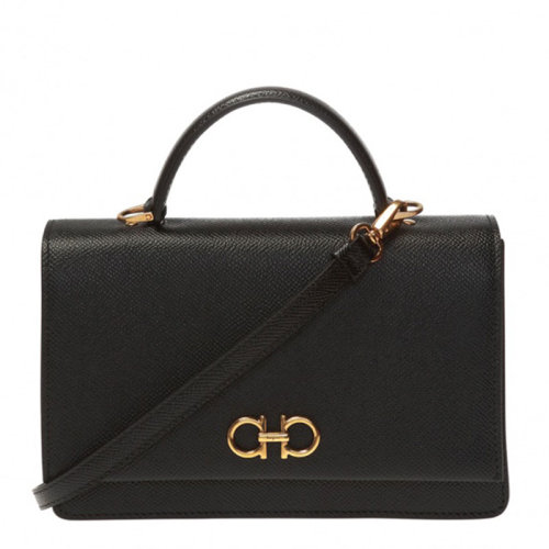 Salvatore Ferragamo/菲拉格慕 女士 女包 黑色皮革斜挎包单肩包 22D866 0726522