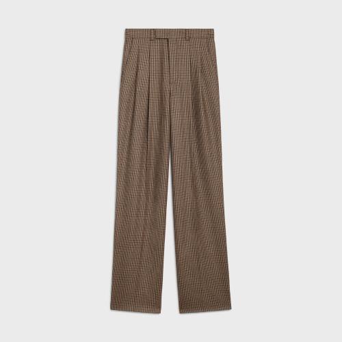  CELINE赛琳思琳 22年秋冬 女士 休闲裤 MARGARET格纹羊毛长裤 2P580037K.04DB