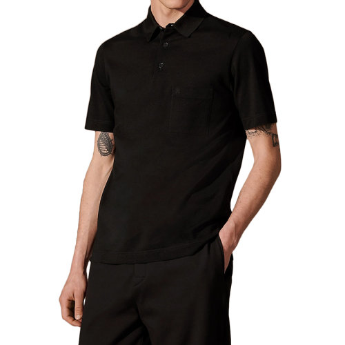 HERMES/爱马仕 22年春夏新款 男士黑色纯棉H刺绣短袖polo衫H072325HA02XS