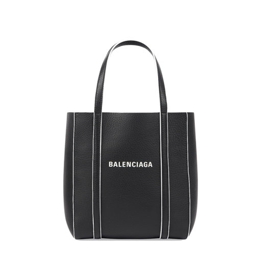 Balenciaga/巴黎世家 21新款EVERYDAY系列 女士XXS款黑色白色牛皮革单肩手提托特包551815D6W2N1099