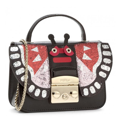 FURLA/芙拉 女士拼色皮革蝴蝶形状手提包单肩包斜挎包小方包女包